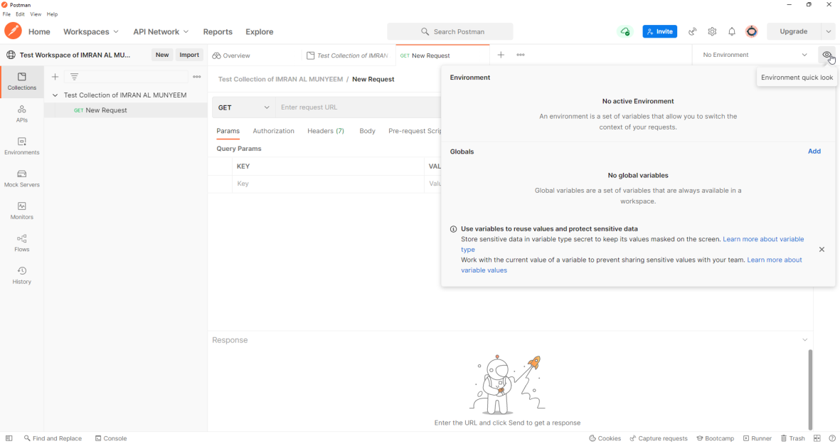 Defining the baseUrl variable in a new environment.