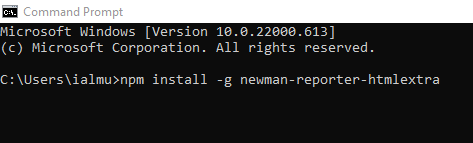 Installing the htmlextra reporter.
