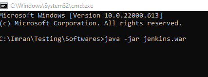 Starting the Jenkins server from the command line.