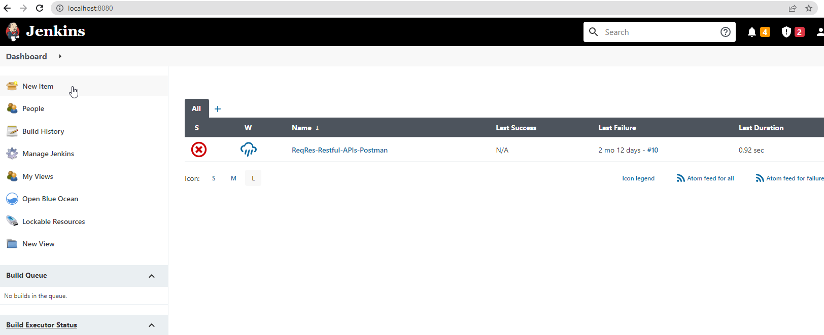 Creating a New Item from the dashboard.
